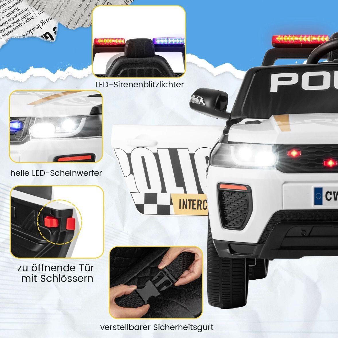 Kinder Elektro Polizeiauto 12V mit Fernbedienung & Sirene