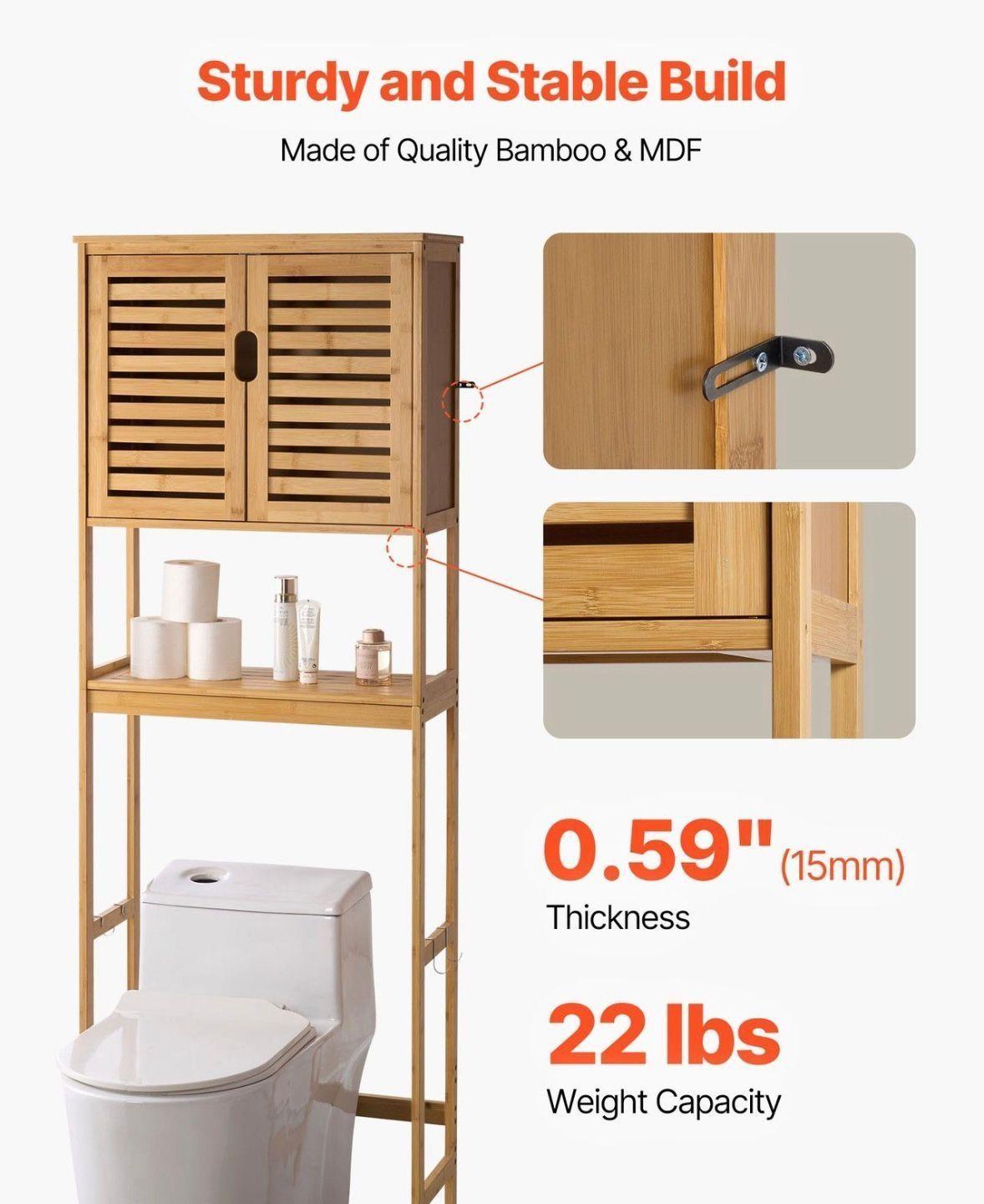 Toilettenschrank Bambus Badregal WC Regal Übertoilette