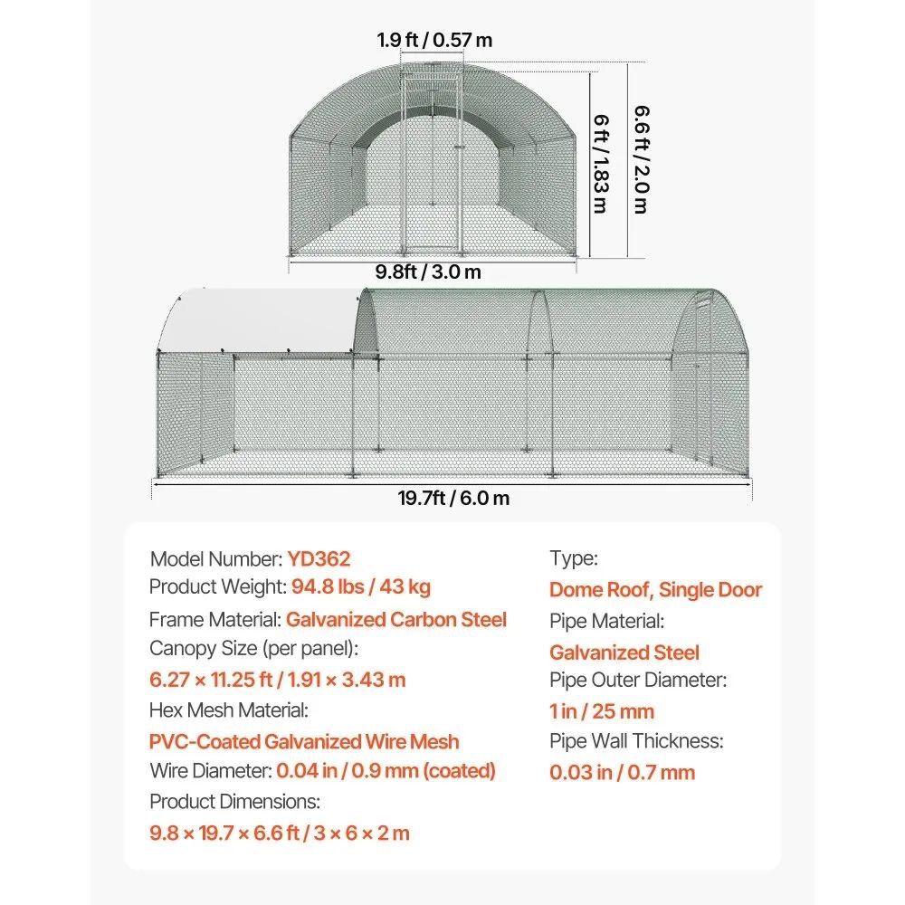 Hühnerstall 3x6m Freilaufgehege Geflügelstall