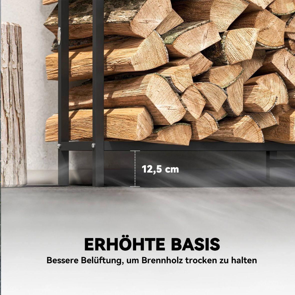 Kaminholzregal Brennholzlager mit Abdeckung 199cm Stahl bis 300kg