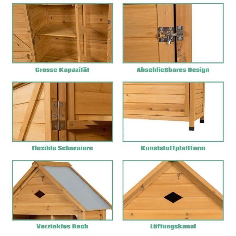 Gartenschrank Holz 177cm Geräteschrank Garten