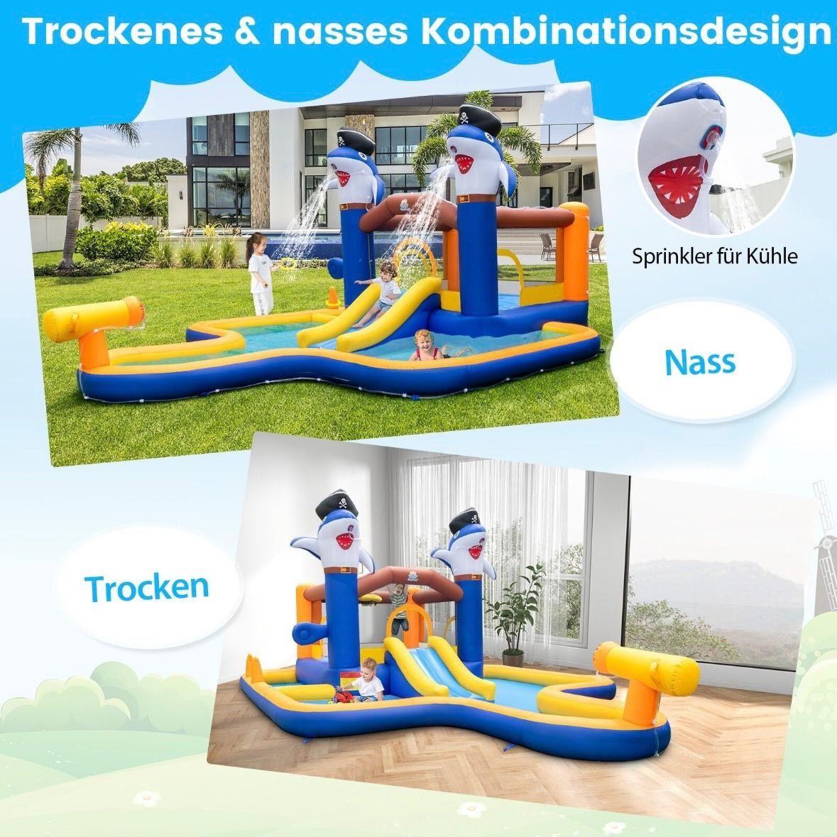 Aufblasbare Hüpfburg mit Wasserrutsche & Pool – Kinder Spielburg Garten