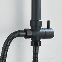 Schwarze Duscharmatur mit Handbrause & Ablage Wandmontage