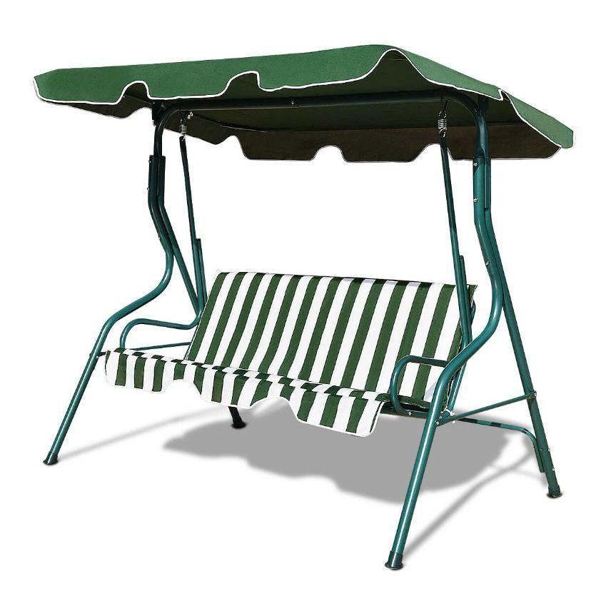 Hollywoodschaukel 3 Sitzer Grün Garten Schaukel mit Dach