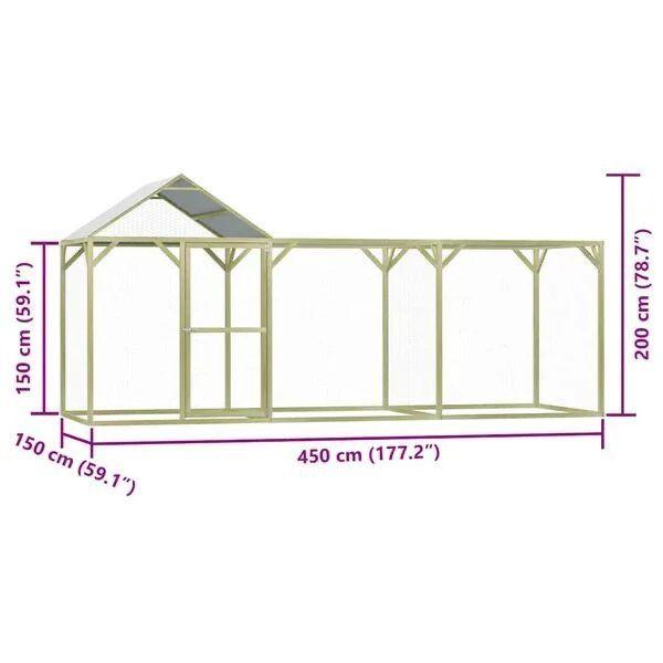 Hühnerstall Hühnergehege 4,5x1,5m Hühner