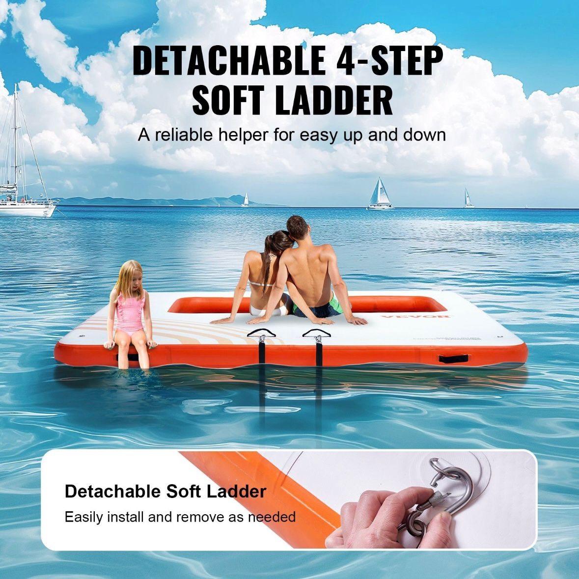Aufblasbares Schwimmdock mit Trampolin-Netzpool 3,04×3,04m