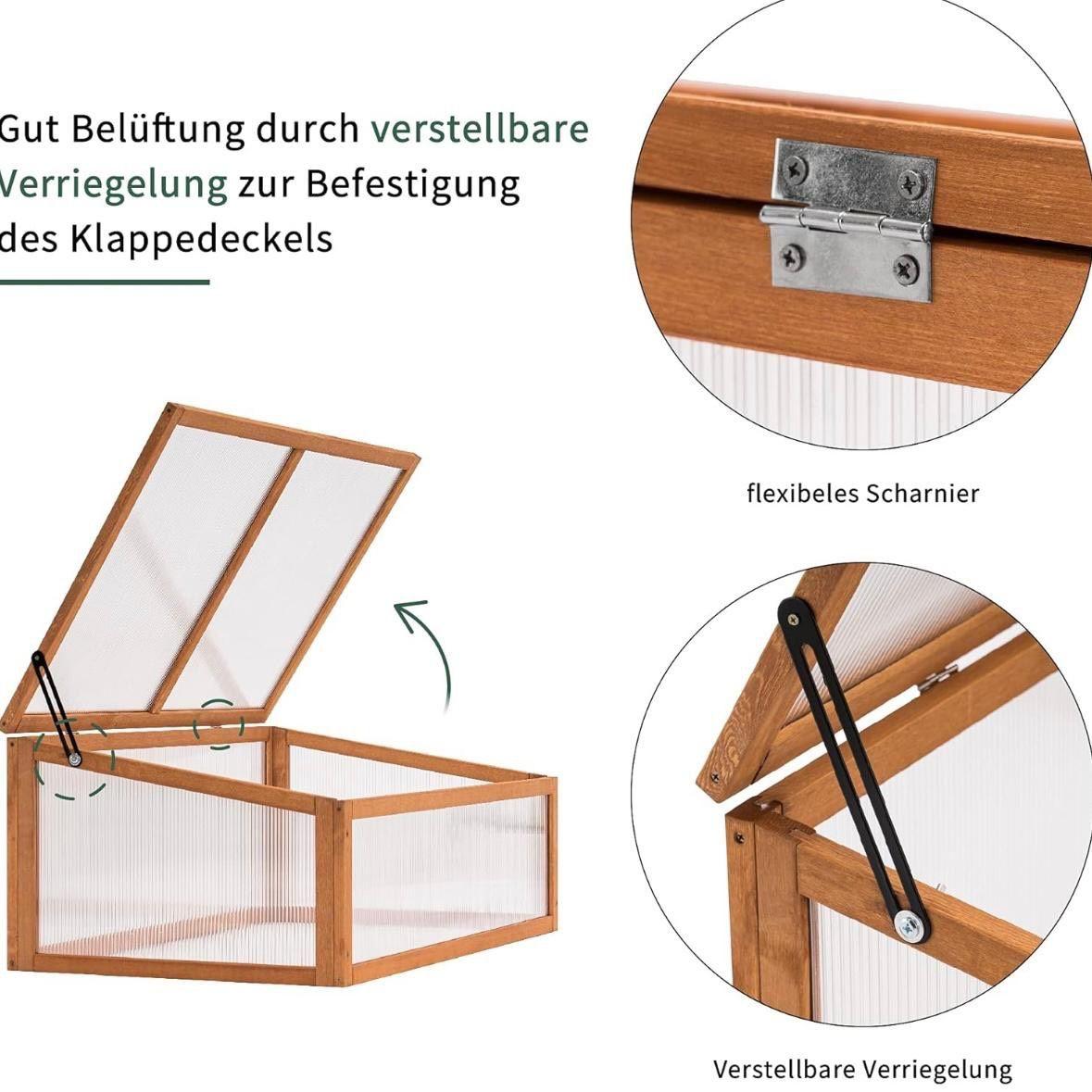 Frühbeetkasten Holz Gewächshaus Anzuchtkasten Garten