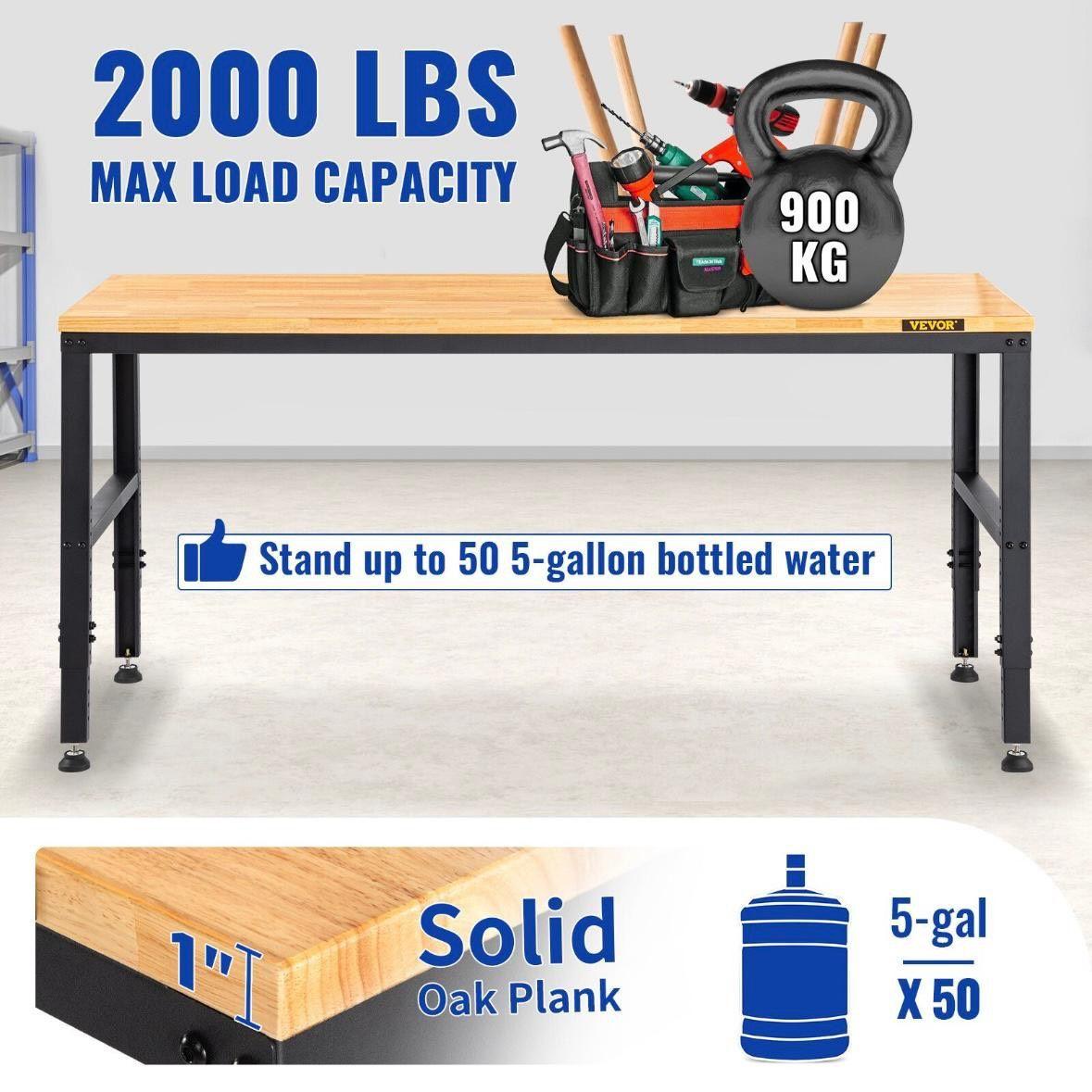 Höhenverstellbare Werkbank mit Steckdosenleiste 122cm bis 900kg
