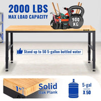Höhenverstellbare Werkbank mit Steckdosenleiste 122cm bis 900kg
