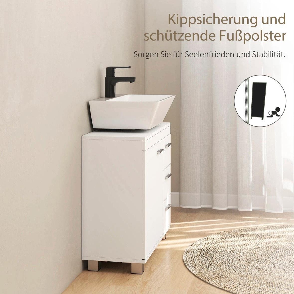 Waschbeckenunterschrank U-Ausschnitt Badschrank mit Schubladen & Soft-Close