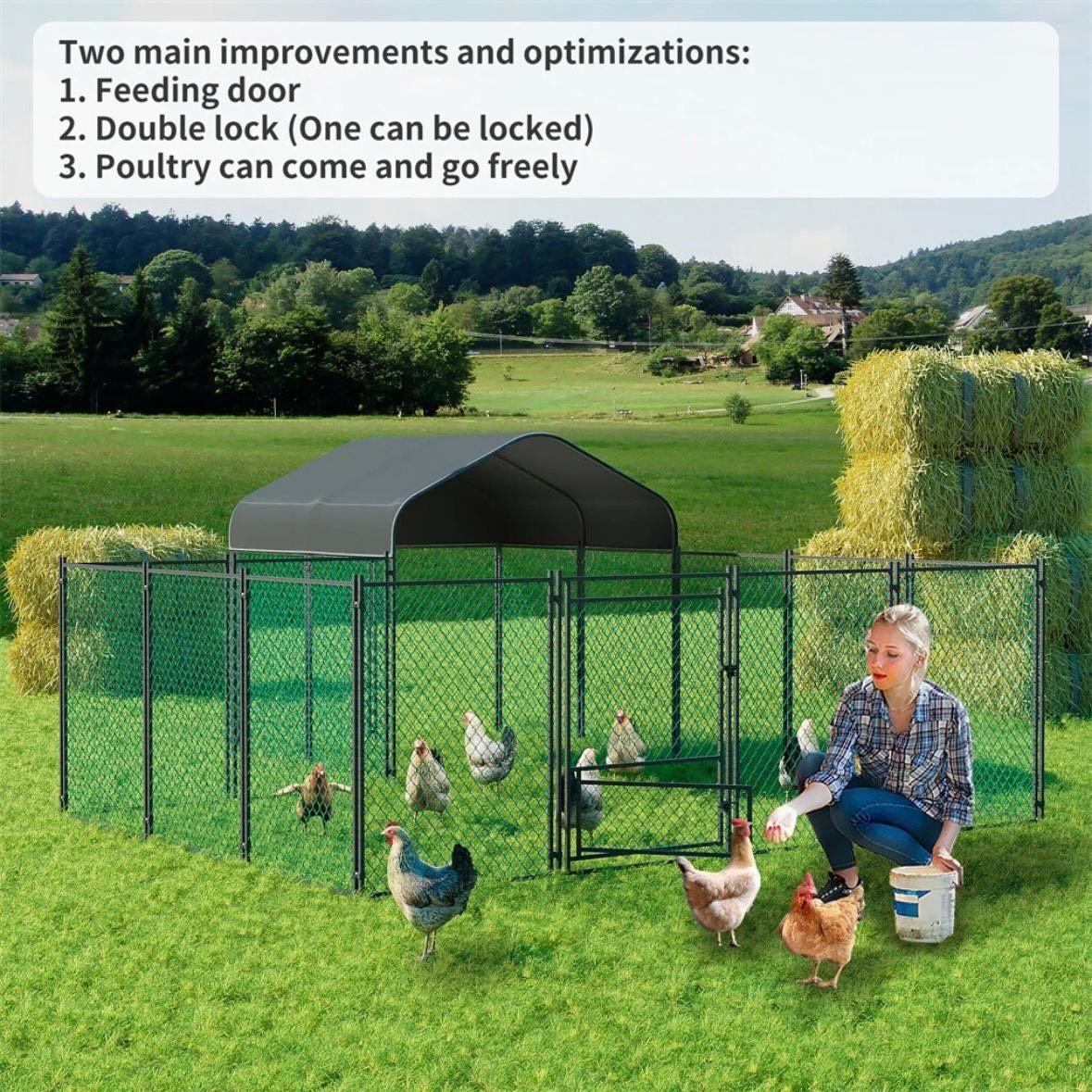 Großer Hühnerstall Outdoor halboffen mit Abdeckung 393×312cm