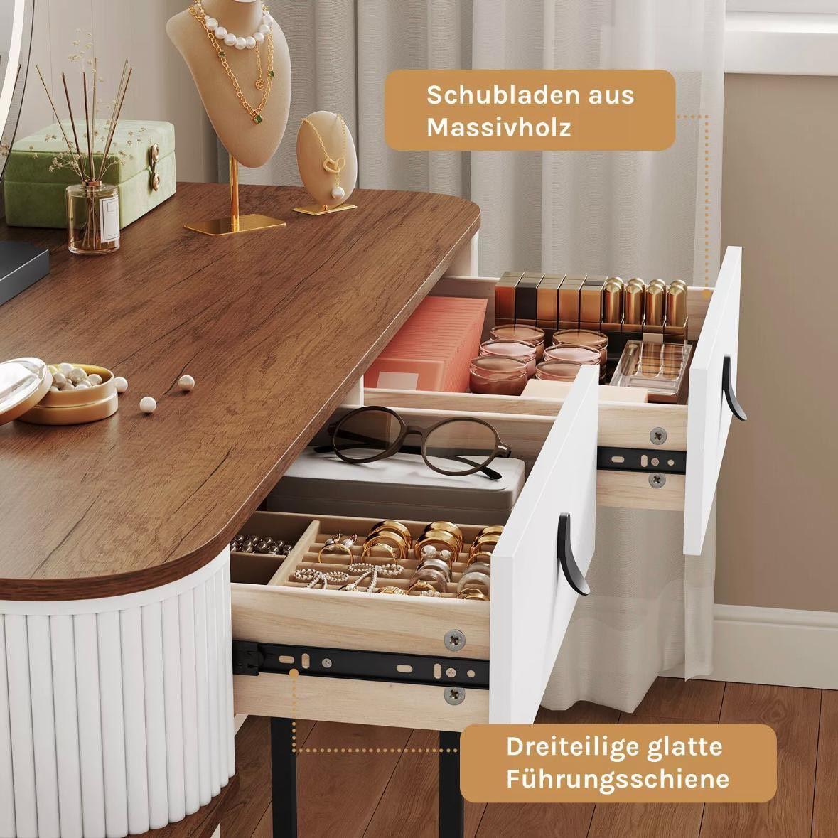 Schminktisch mit LED-Spiegel & 5 Schubladen