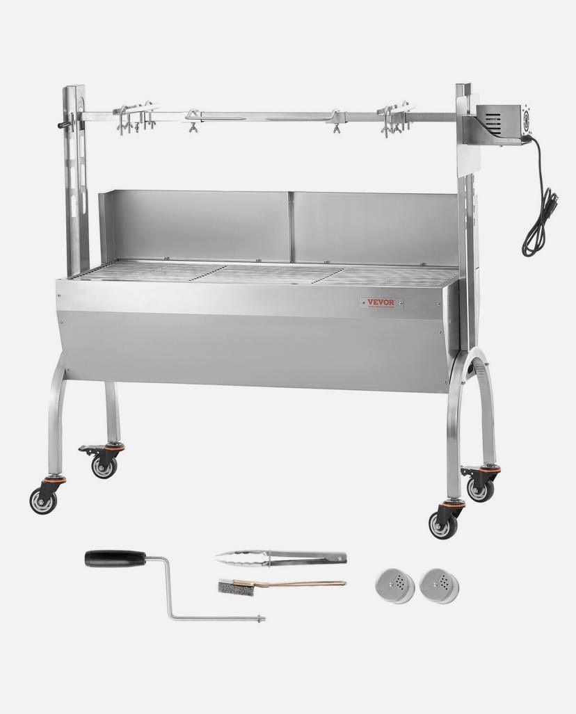Spießbratengrill Edelstahl mit Motor bis 90kg Tragkraft