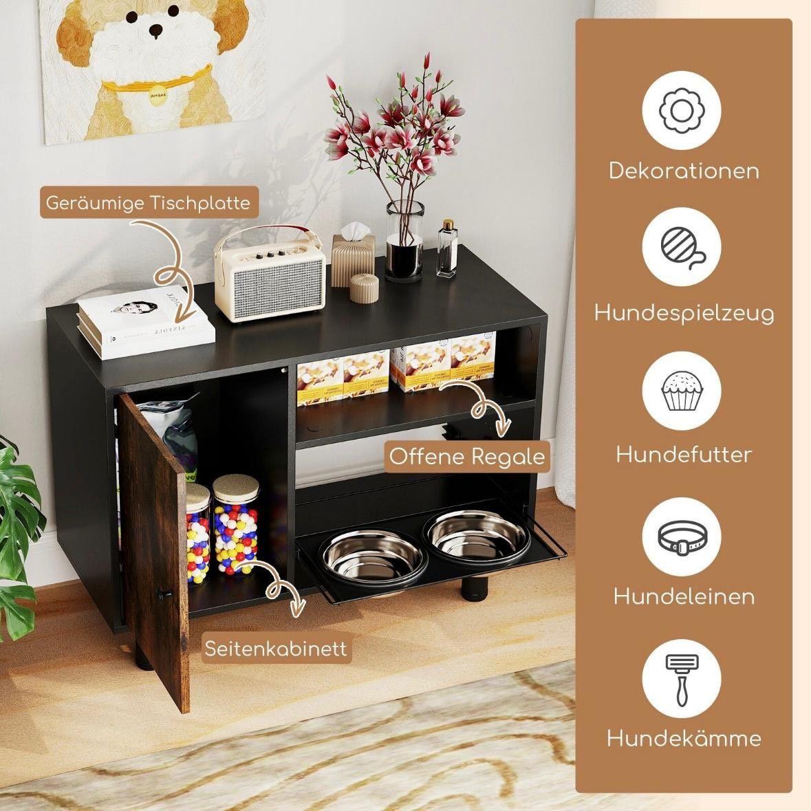 Hundefutterstation mit Futterschrank höhenverstellbar