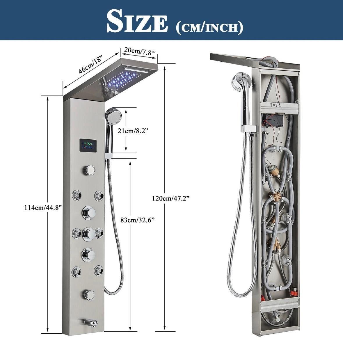 Duschpaneel Edelstahl Duschsäule mit Regendusche Wasserfall Massage Handbrause