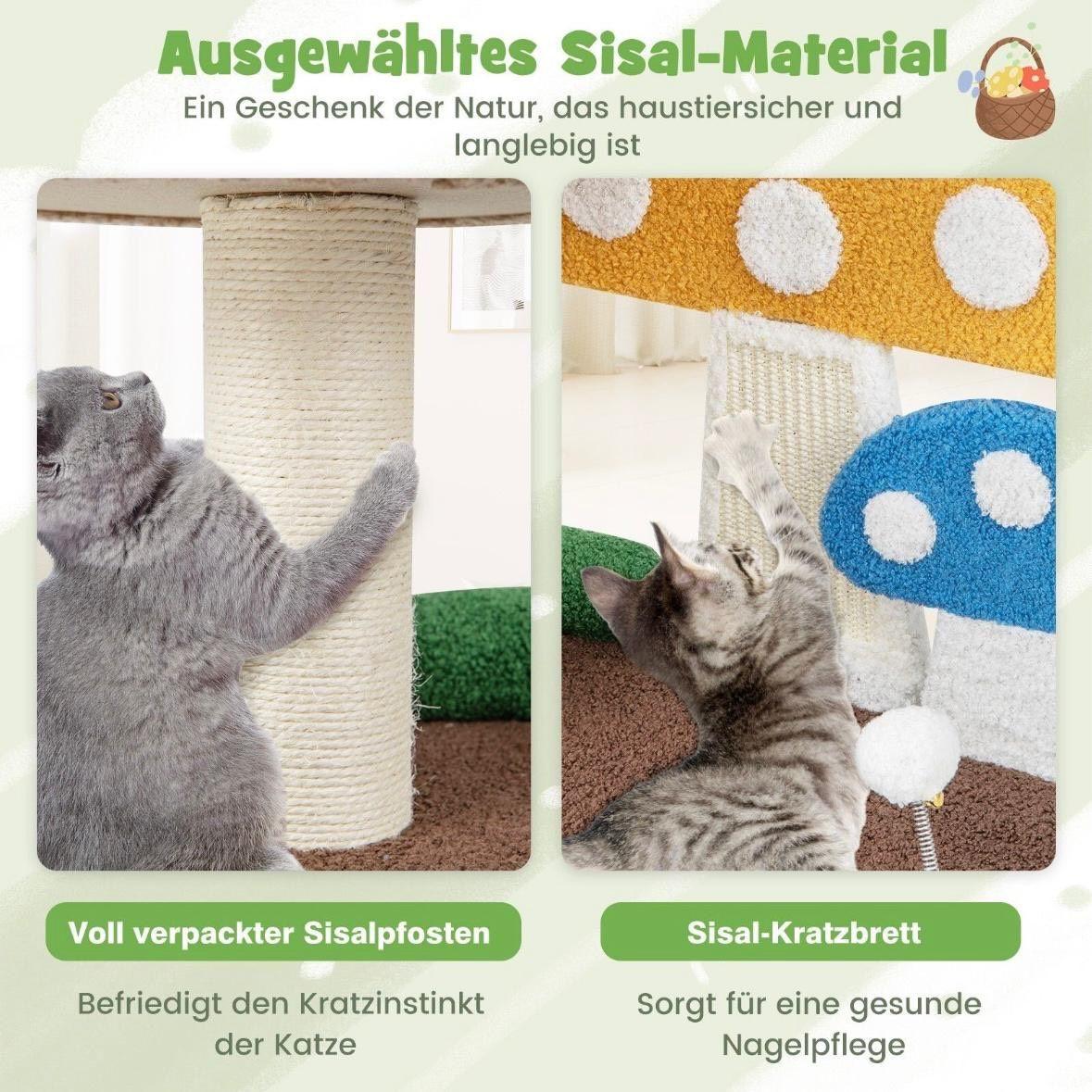 Kompakter Kratzbaum im Pilzdesign mit Höhle & Sisal-Kratzfläche