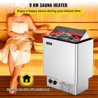 9kW Saunaofen Edelstahl für Trocken- & Feuchtsauna mit Timer