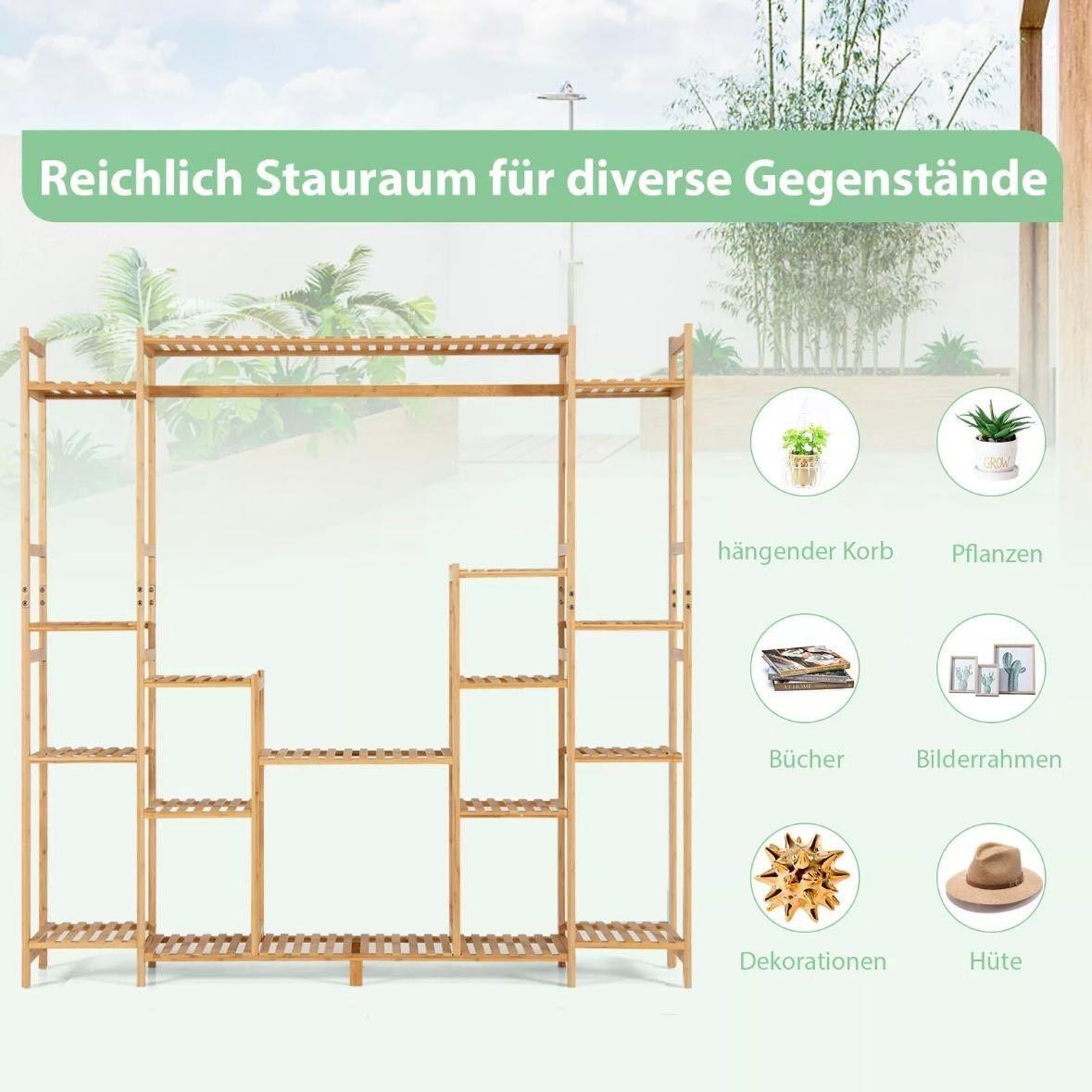 Pflanzenständer Bambus 9 Ebenen Hängeregal Pflanzenregal Indoor Outdoor
