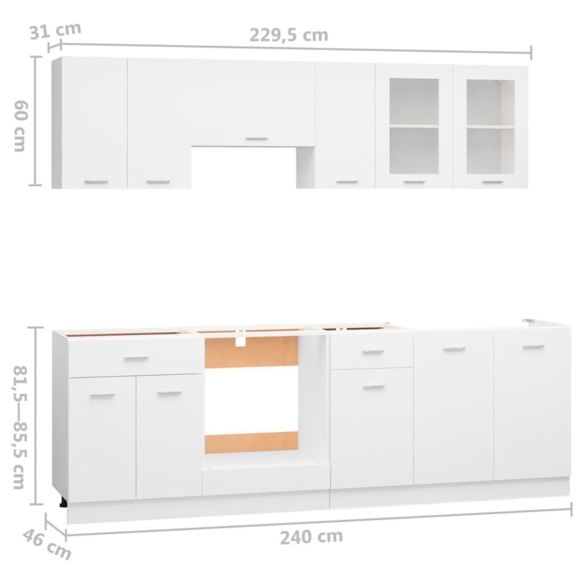 8tlg Küchenzeile Modulare Komplettküche ohne Geräte
