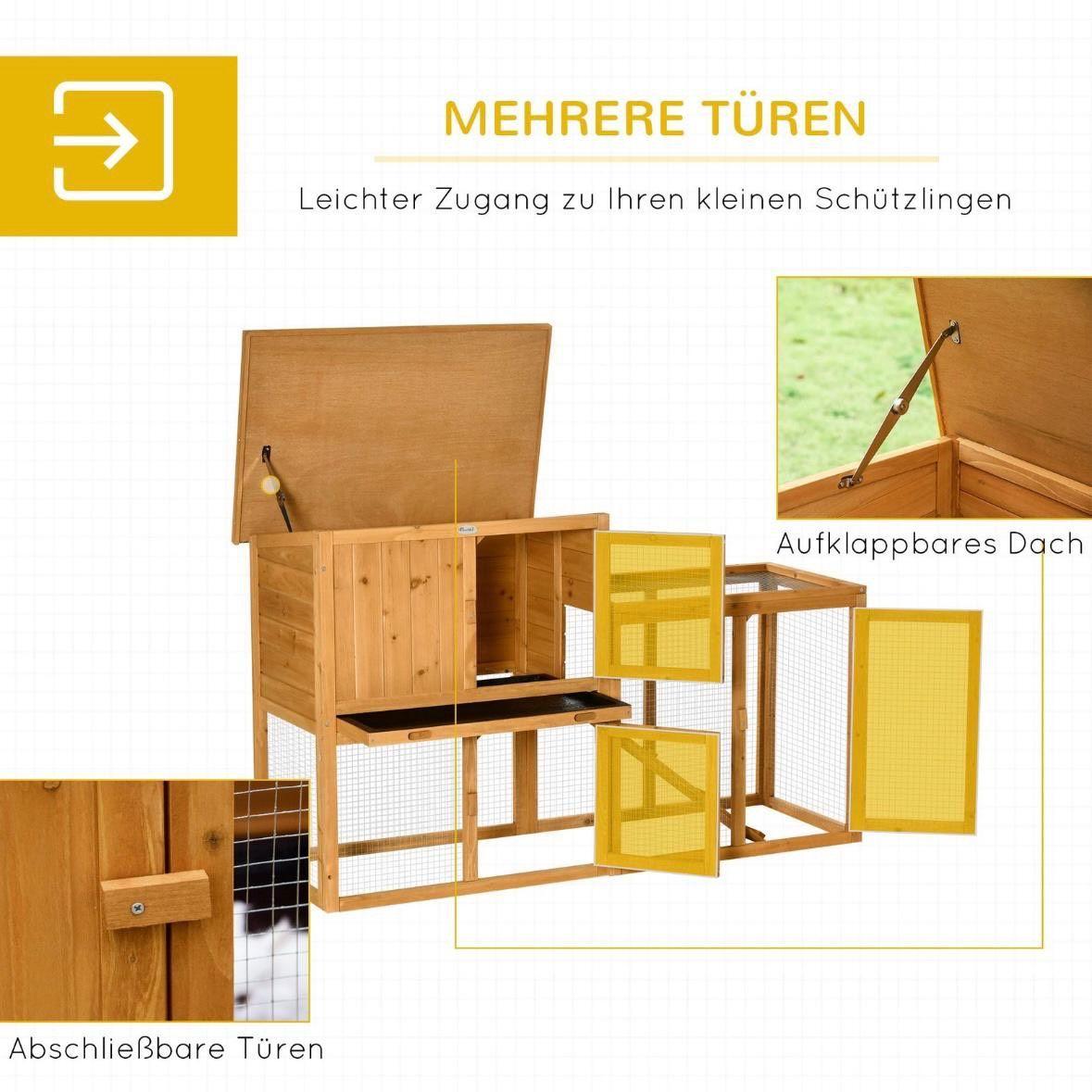 Kaninchenstall Kleintierstall Holz mit Auslauf