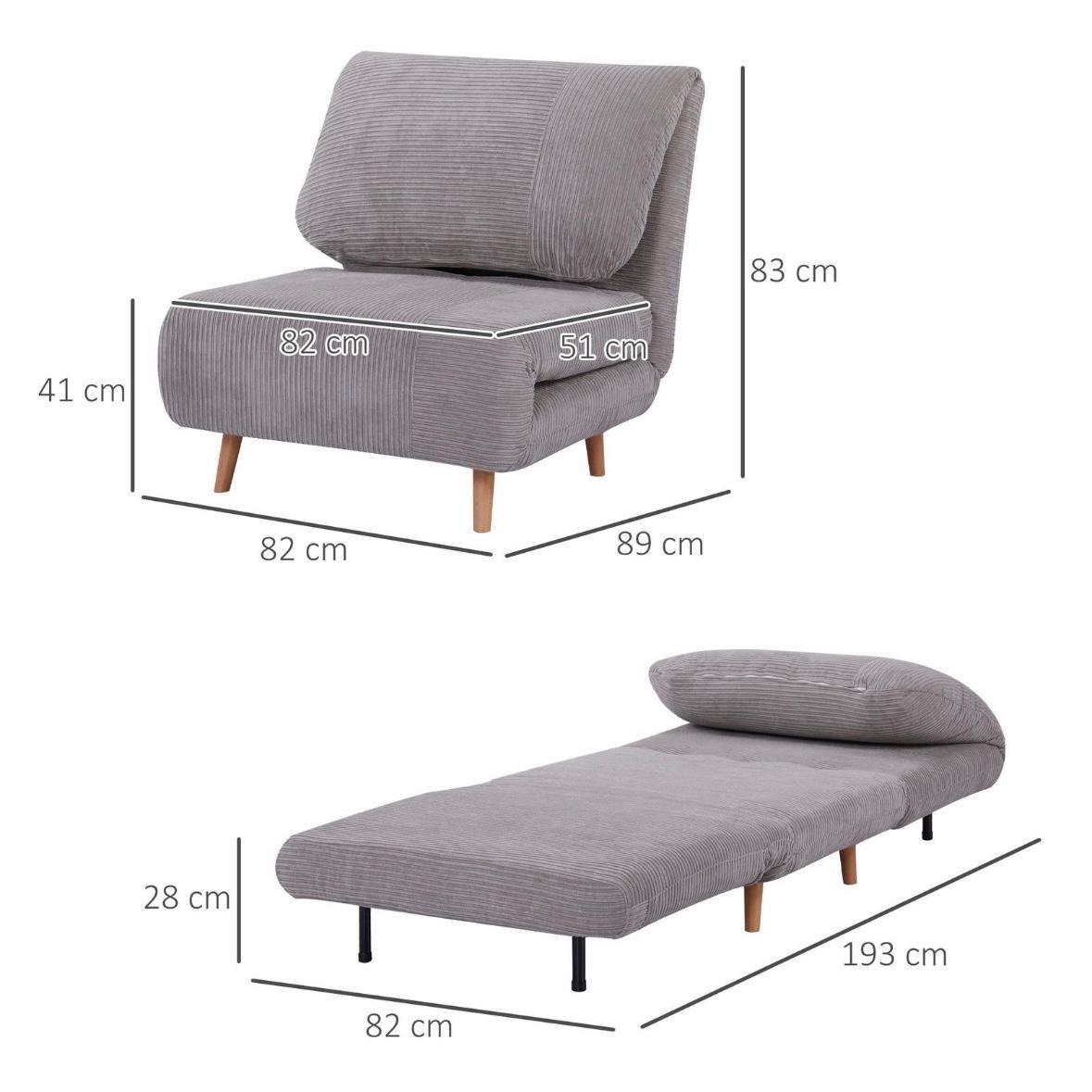 2in1 Schlafsessel mit Schlaffunktion Klappbares Schlafsofa
