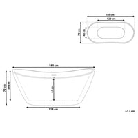 Freistehende Badewanne 180cm Acryl Oval Weiß Doppelseitig