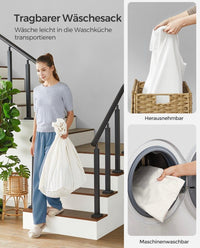 Wäschekorb mit Deckel Geflochtenes Design mit Stoffeinsatz