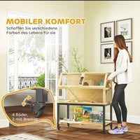 Hamsterkäfig Holz 2 Ebenen Kleintierkäfig Bewegbar Zubehör