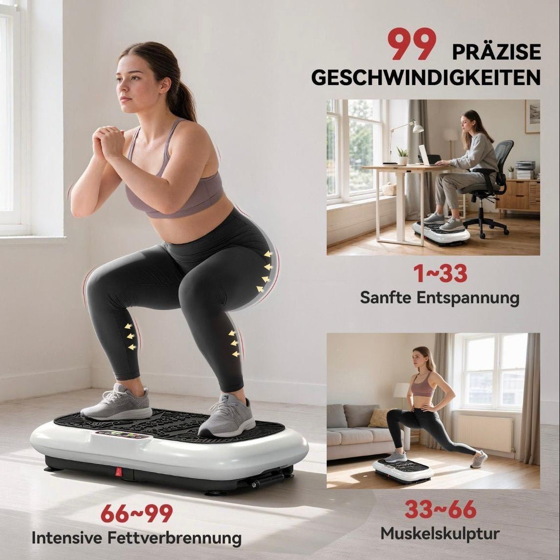 Vibrationsplatte mit Fitnessbändern