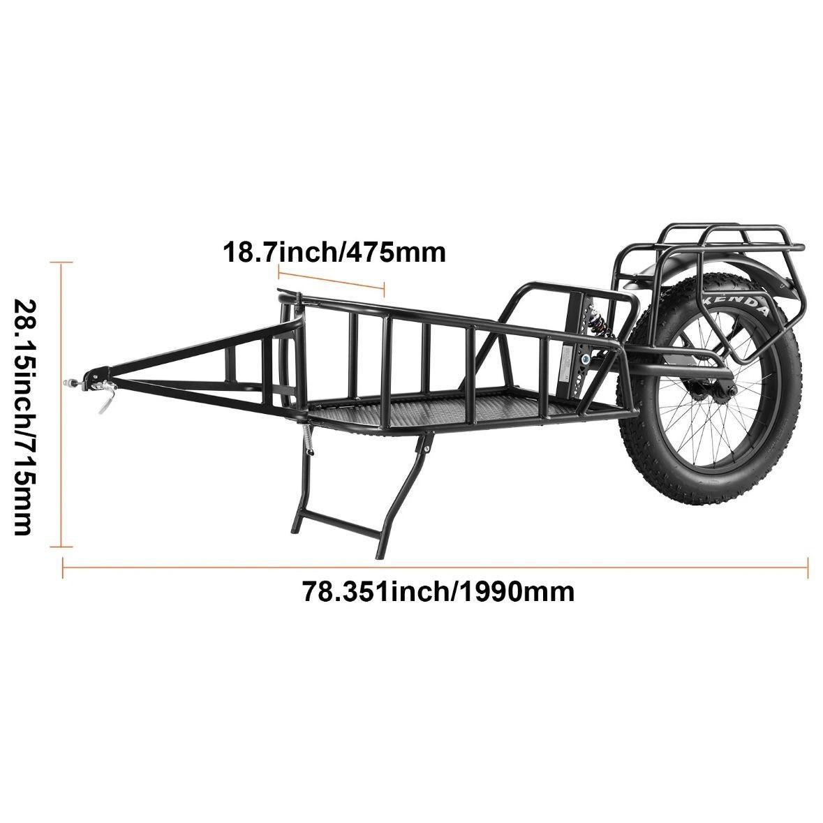 Fahrradanhänger 32kg Einrad Transportanhänger mit 20” Reifen & Stahlrahmen