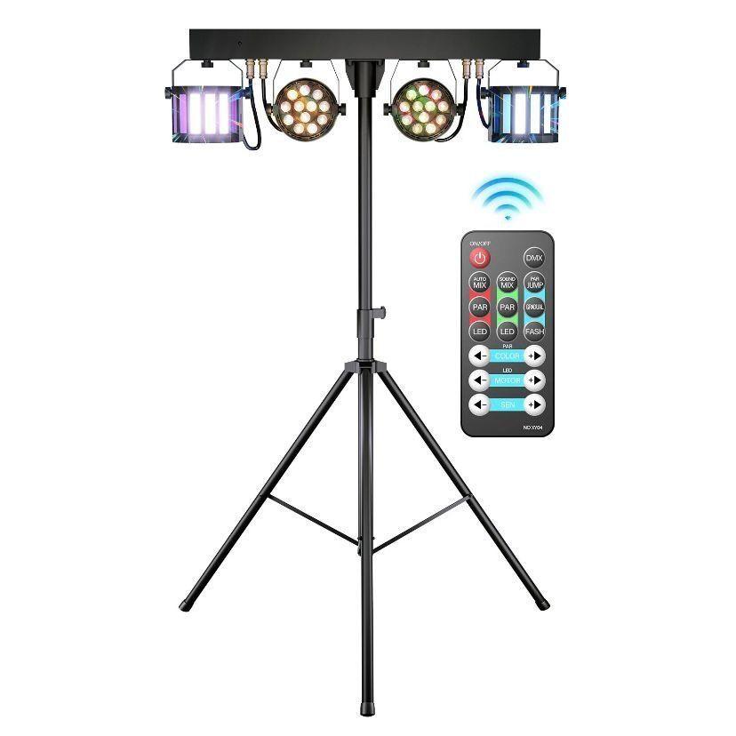 LED Bühnenlicht Set mit Stativ 2×PAR + 2×Derby RGBW