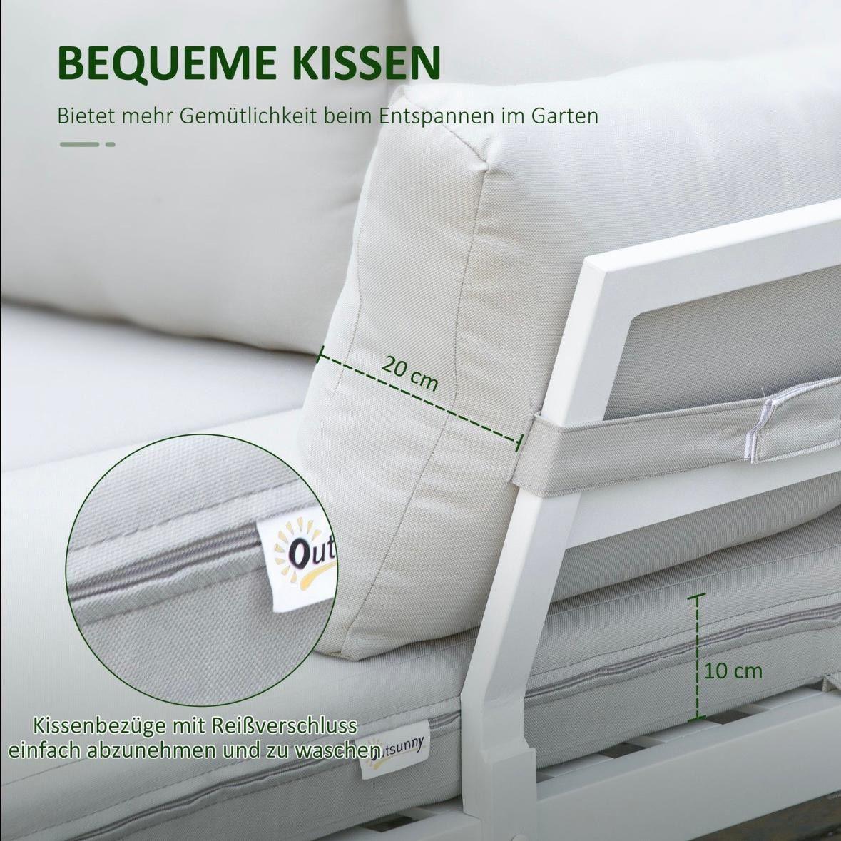 Gartenmöbel Set Aluminium Lounge 3-teilig Cremeweiß