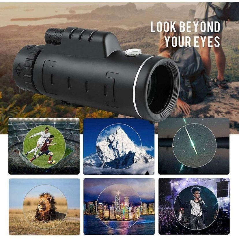 Monokular 80×100 HD mit Smartphone-Adapter & Stativ