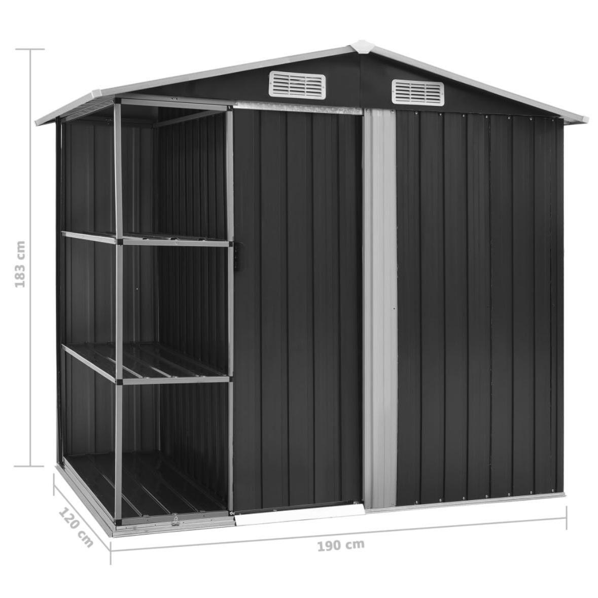 Metall-Gartenhaus mit Regal Anthrazit Geräteschuppen