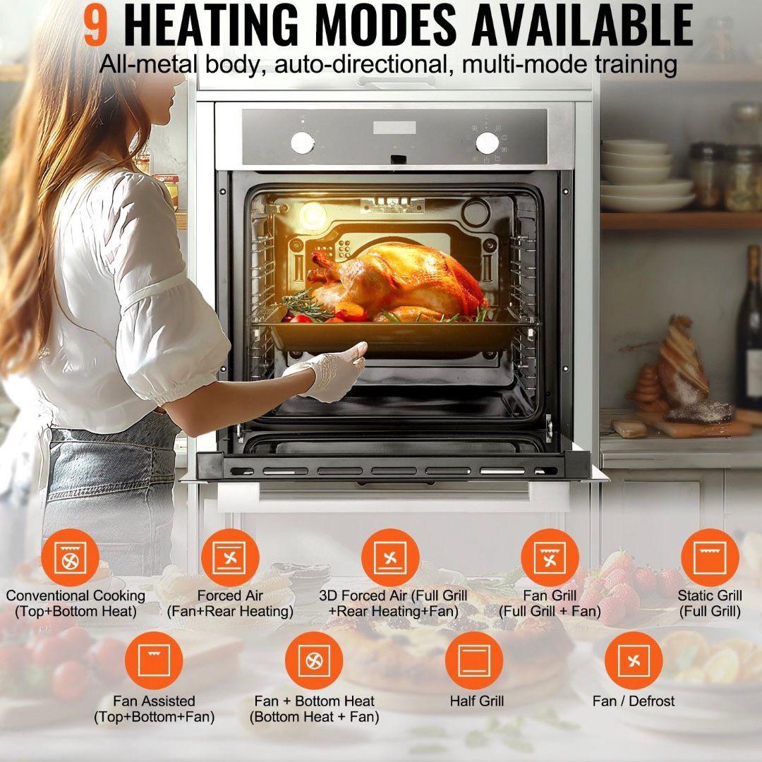 Elektrischer Einbau-Backofen 76L  3550W 9 Programme