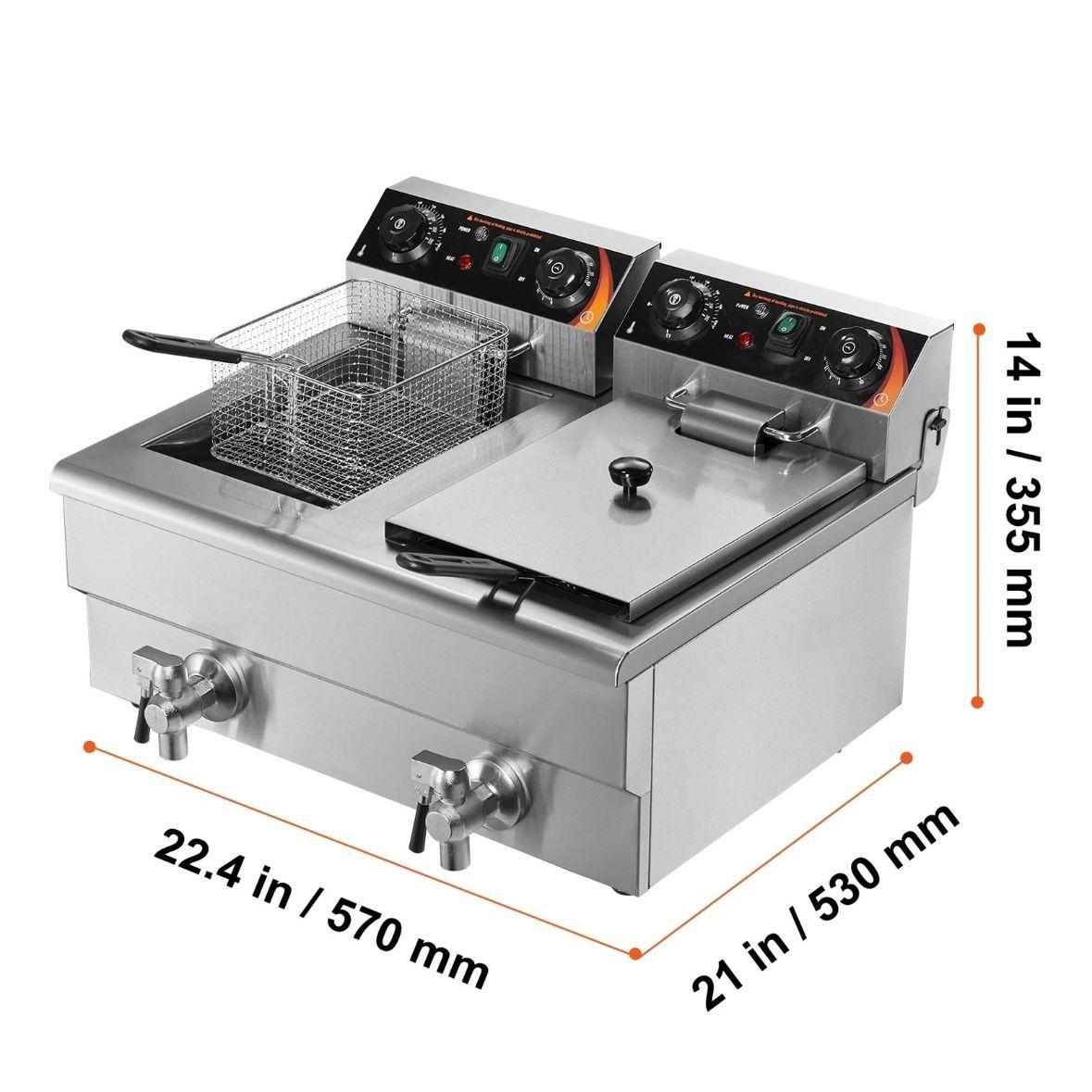 Elektrische Doppelfritteuse Edelstahl 2 × 8L