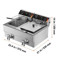 Elektrische Doppelfritteuse Edelstahl 2 × 8L