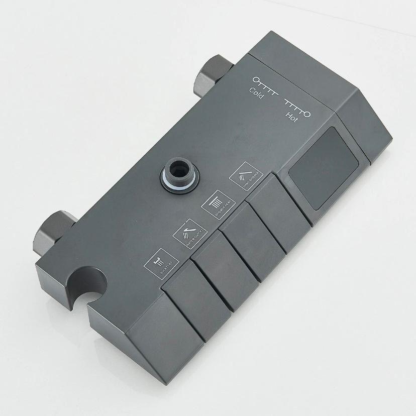 Duschsystem Grau mit Thermostat Regendusche + Handbrause Komplettset