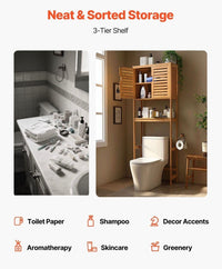 Toilettenschrank Bambus Badregal WC Regal Übertoilette