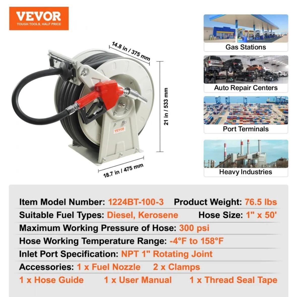 Kraftstoff- & Druckluftschlauchaufroller 20m Automatisch 300 PSI NBR-Schlauch
