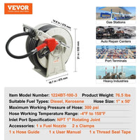 Kraftstoff- & Druckluftschlauchaufroller 20m Automatisch 300 PSI NBR-Schlauch