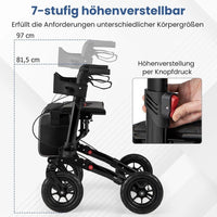Faltbarer Rollator höhenverstellbar bis 140kg