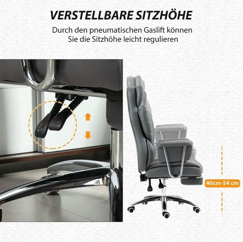 Ergonomischer Bürostuhl mit Liegefunktion Fußstütze & Mikrofaserbezug