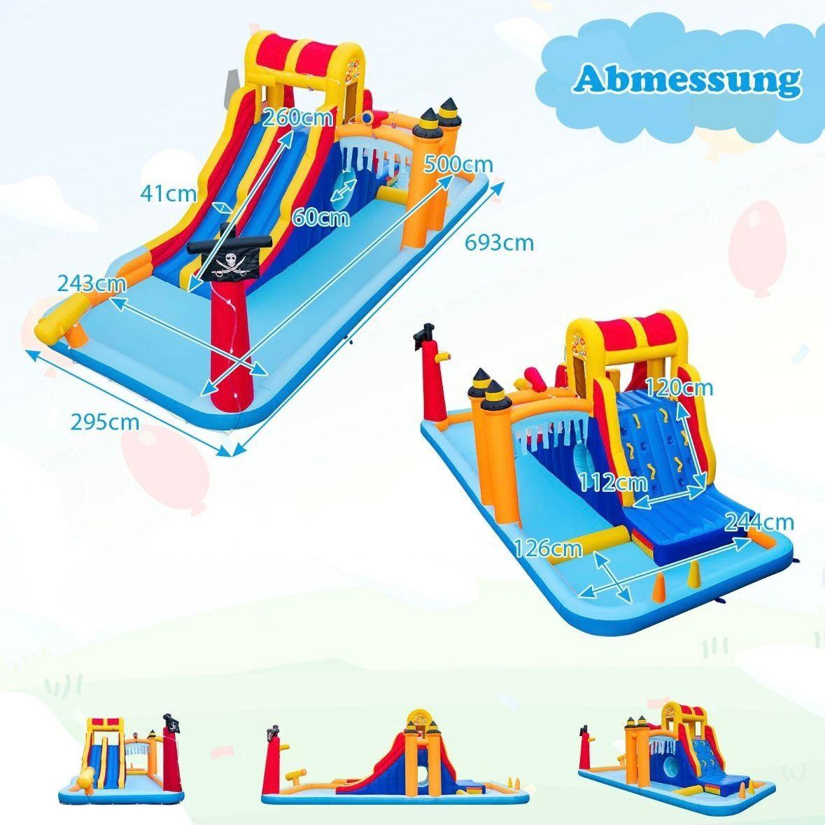 Wasserpark Kinder Hüpfburg mit Rutsche & Kletterwand