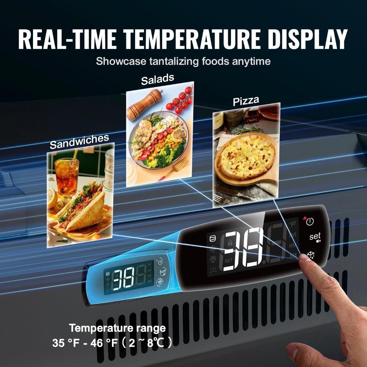 Kühlvitrine Gastronomie 165W Edelstahl Saladette 2–8°C
