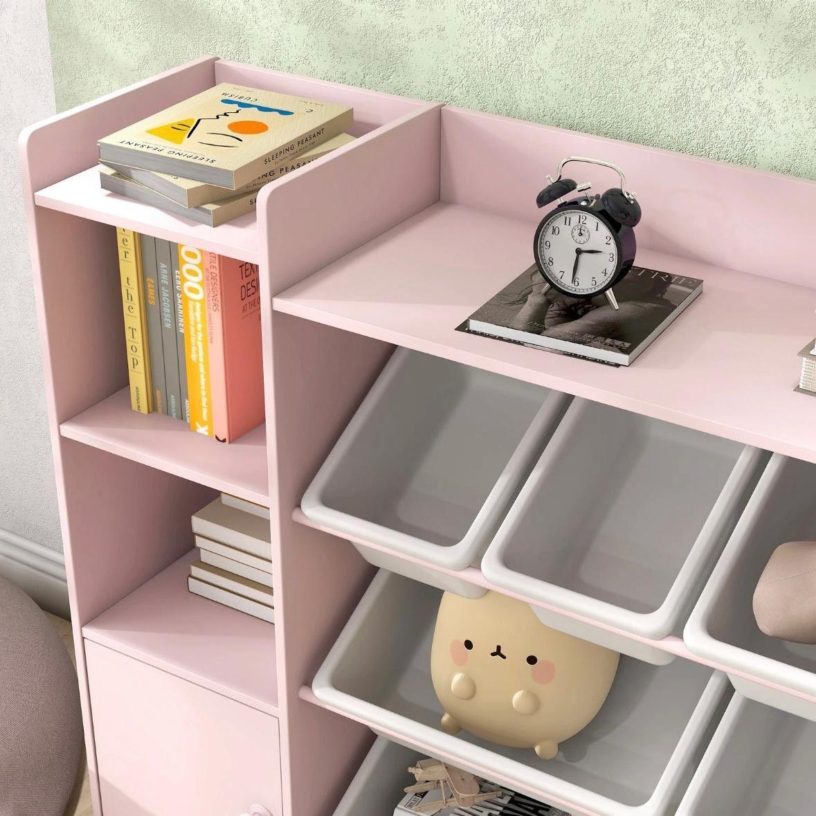 Kinderregal mit Boxen Rosa Spielzeugregal