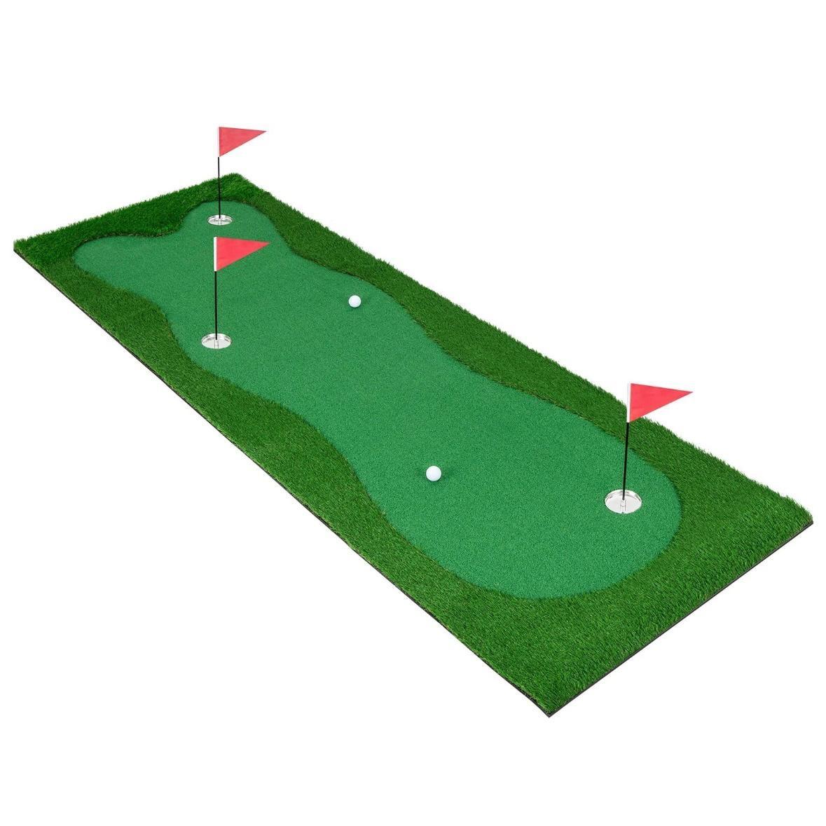 Golf Puttingmatte 300×100cm Trainingsmatte mit 3 Löchern