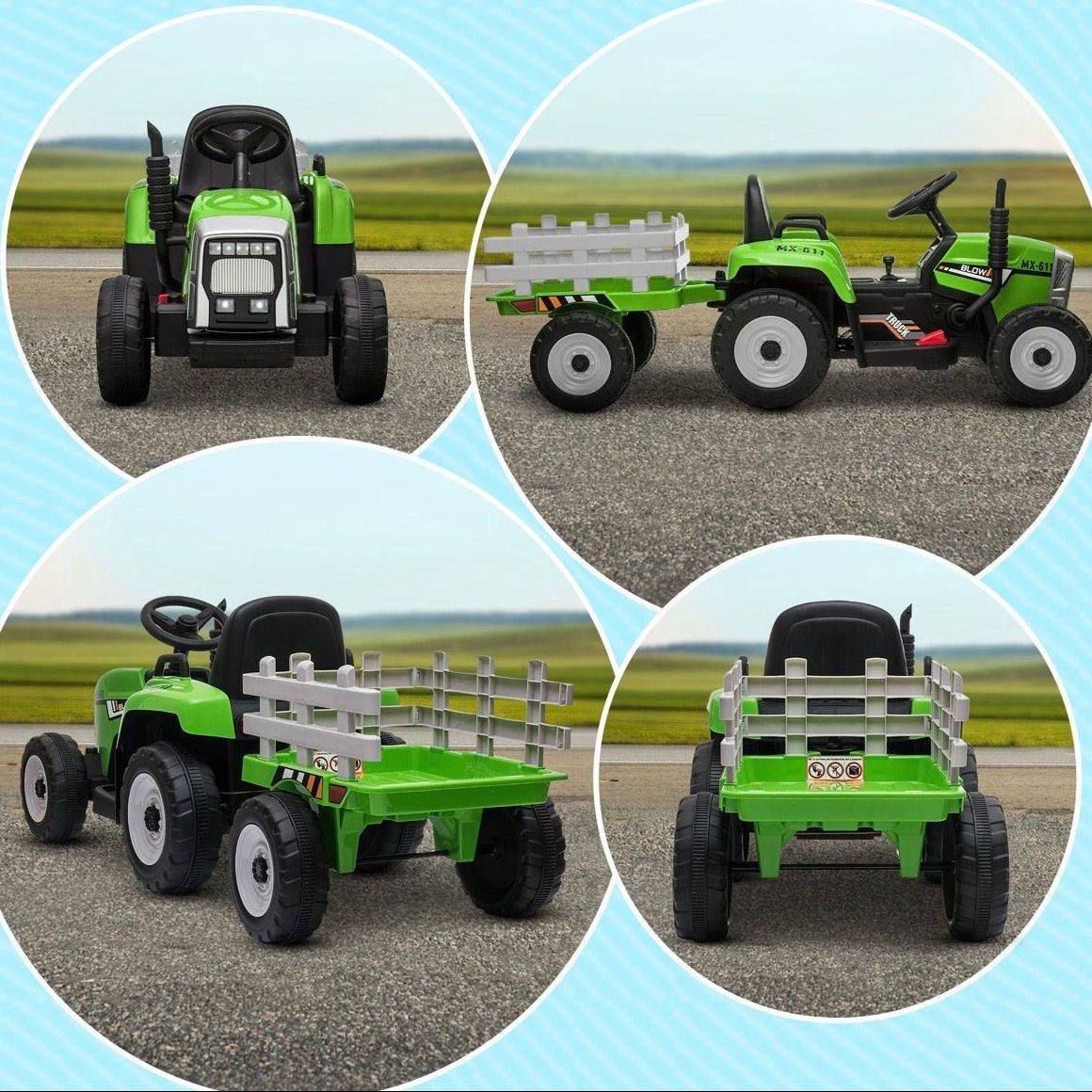 Elektrischer Kindertraktor mit Anhänger 12V mit Fernbedienung