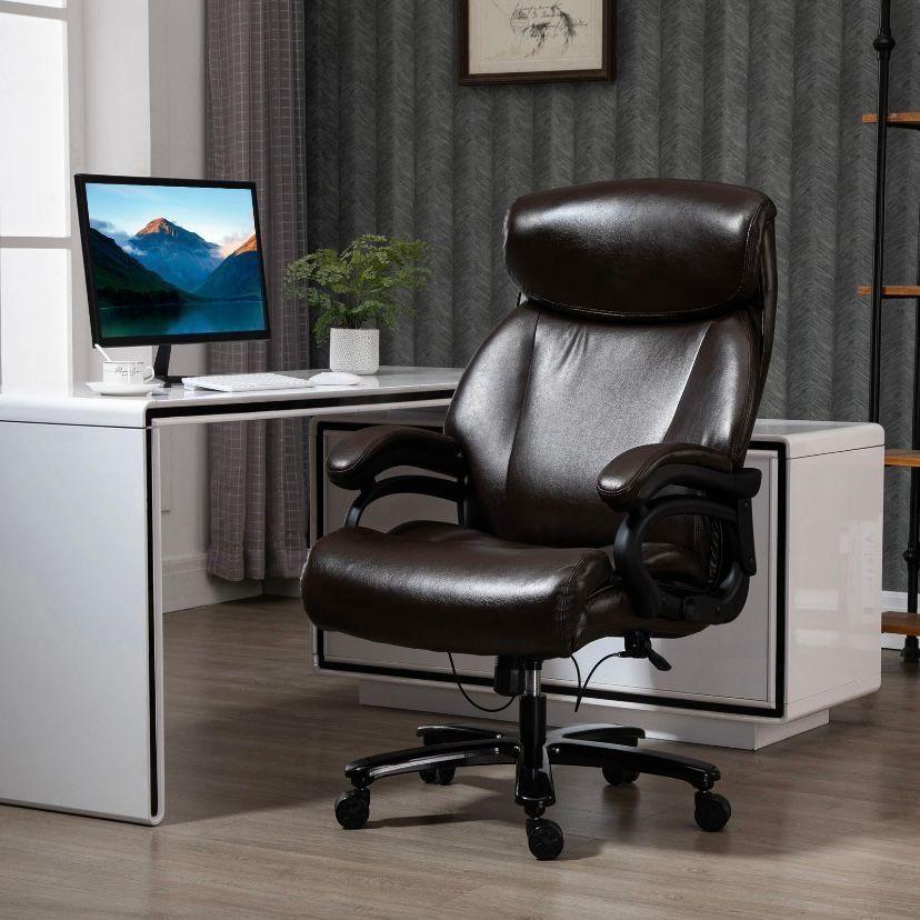 Ergonomischer Bürostuhl Braun mit Wippfunktion & PU-Leder
