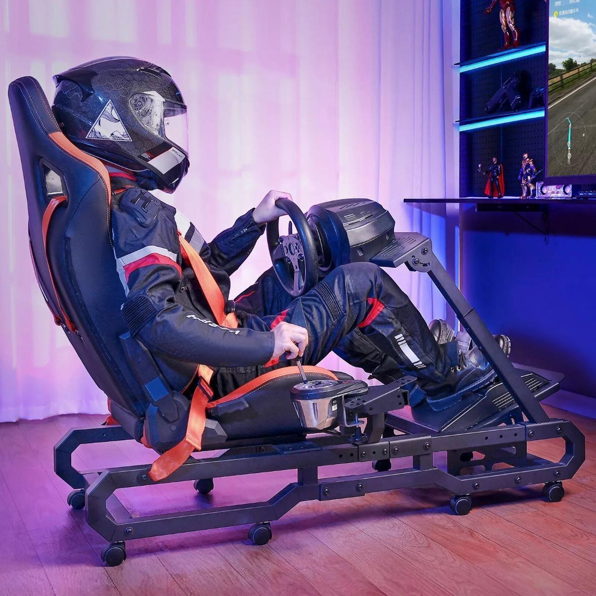 Racing Simulator Cockpit mit Sitz Lenkradständer verstellbar